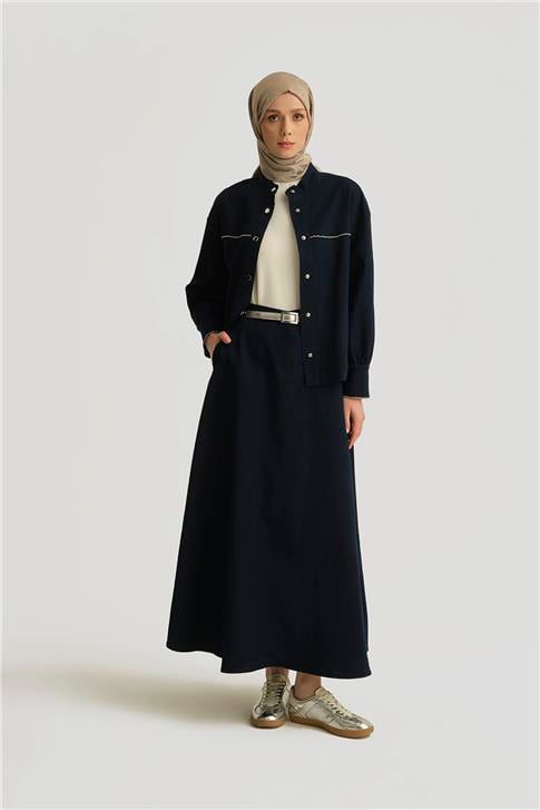 Armine Taş Detaylı Zımbalı Ceket 25YD4244-1 Lacivert