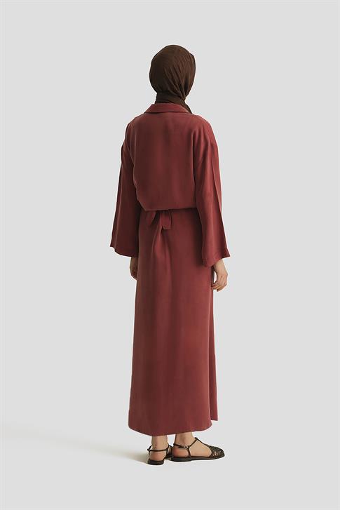 Armine Lyocell Gömlek Elbise Takım 25YD4253 BORDO