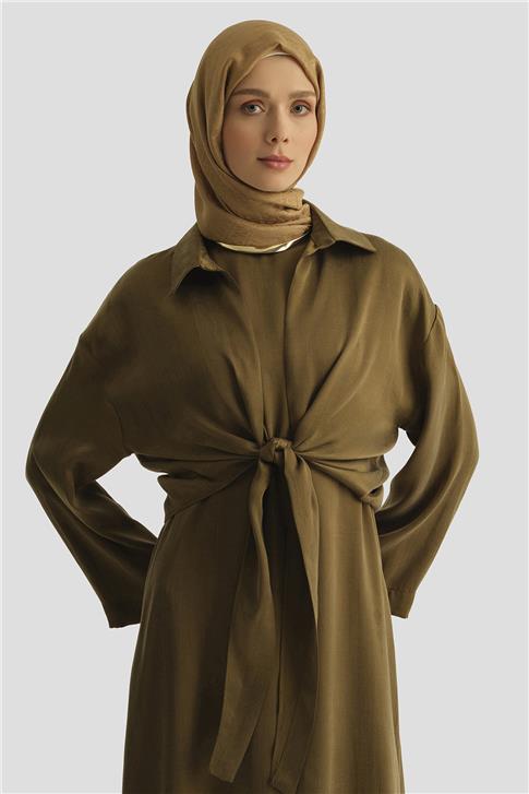Armine Lyocell Gömlek Elbise Takım 25YD4253 Haki