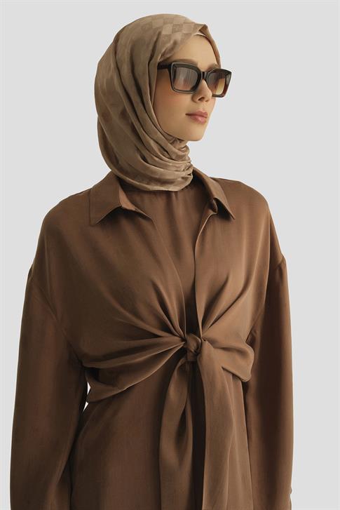 Armine Lyocell Gömlek Elbise Takım 25YD4253 Kahverengi