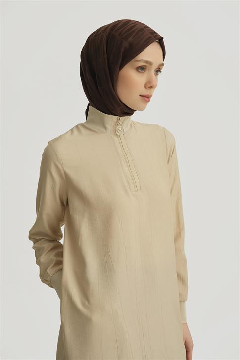 Armine Fermuar Detaylı Tunik 25YT433 Bej