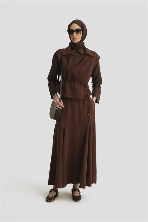 Armine Boncuk Detaylı Yelek 25Y4503 Açık Kahve