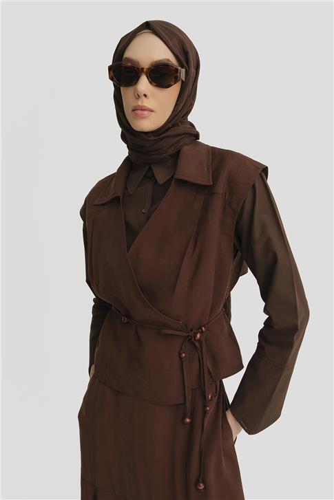 Armine Boncuk Detaylı Yelek 25Y4503 Açık Kahve