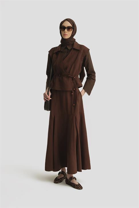 Armine Boncuk Detaylı Yelek 25Y4503 Açık Kahve