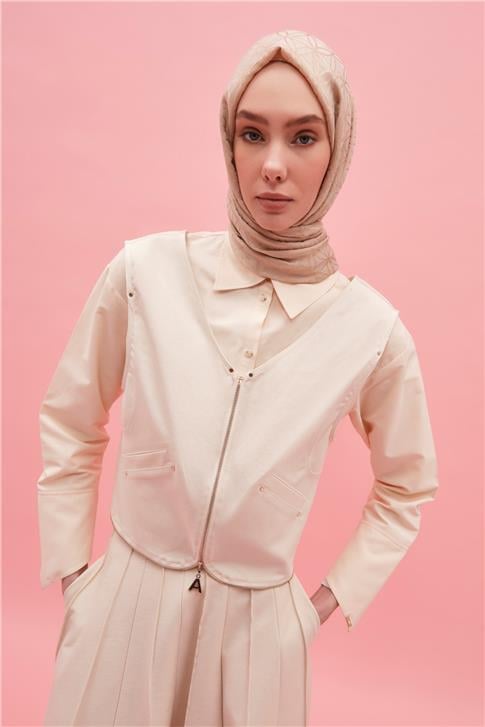 Armine Fonksiyonel Çanta Olabilen Yelek 25Y4505 Naturel