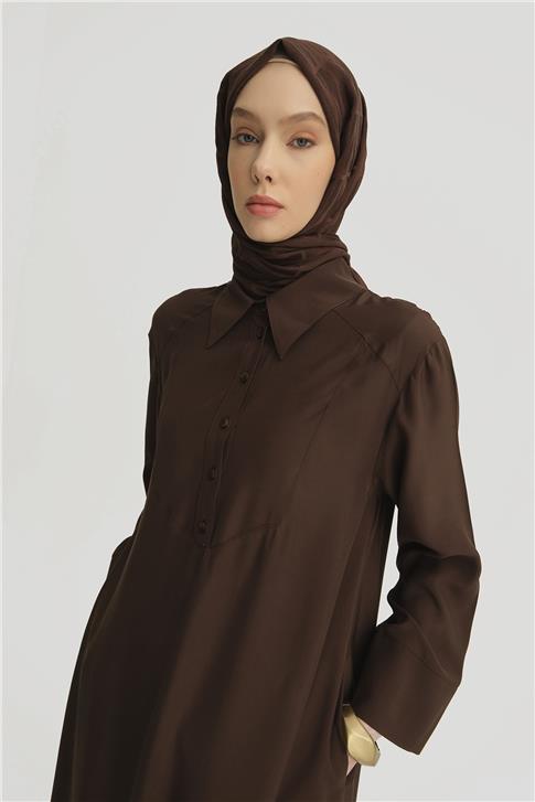 Armine Oversize Tunik Elbise 25Y4701 Kahverengi