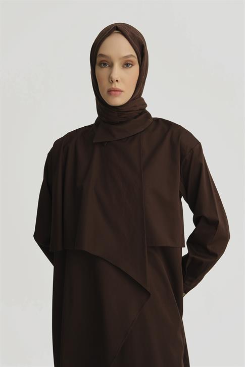 Armine Asimetrik Pamuklu Tunik 25Y4703 Kahverengi