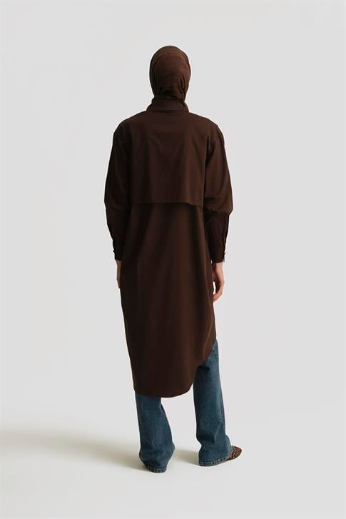 Armine Asimetrik Pamuklu Tunik 25Y4703 Kahverengi