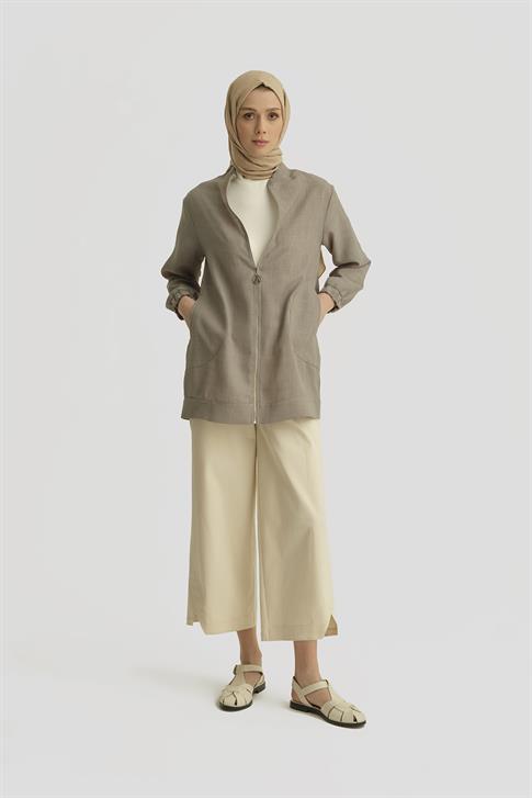 Armine Zincir Detaylı Ceket 25YT552 Gri