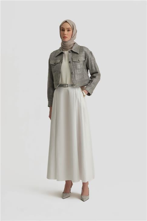 Armine Parlak Baskılı Tüvit Ceket 25Y5900 Gri