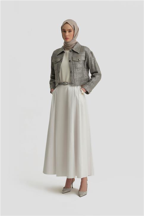 Armine Parlak Baskılı Tüvit Ceket 25Y5900 Gri