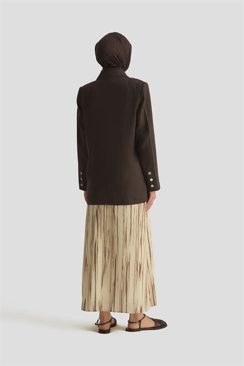 Armine Kruvaze Keten Ceket 25Y5917 Kakao