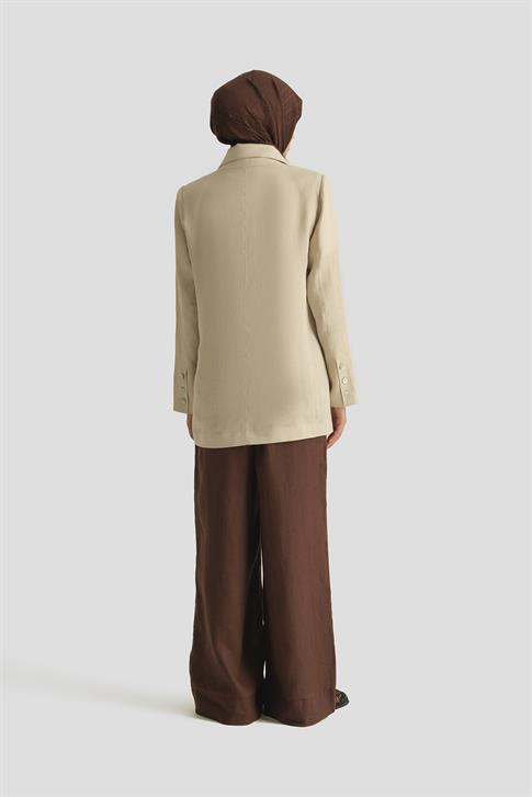 Armine Kruvaze Keten Ceket 25Y5917 Taş