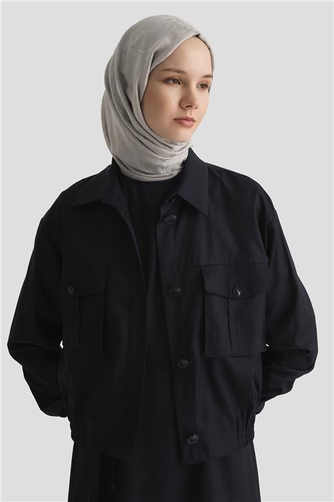 Armine İçi Elbiseli Bomber Ceketli Tencel Takım 25Y6001 LACİVERT