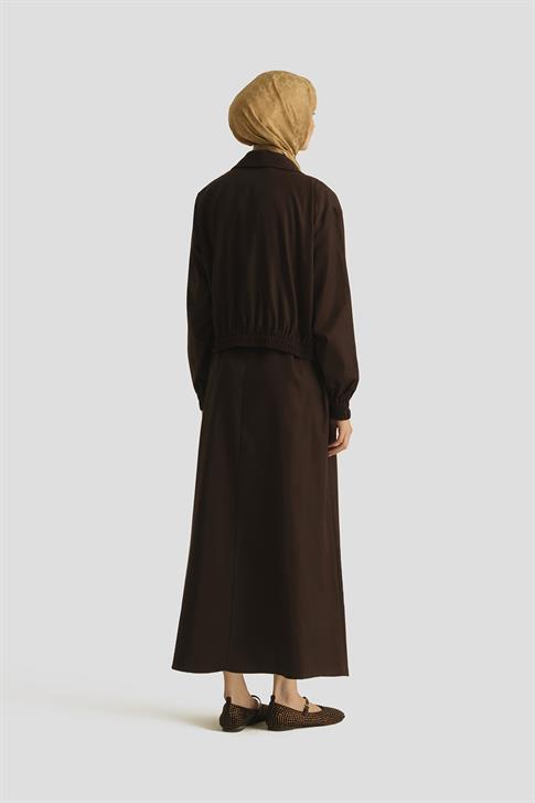 Armine İçi Elbiseli Bomber Ceketli Tencel Takım 25Y6001 Acı Kahve