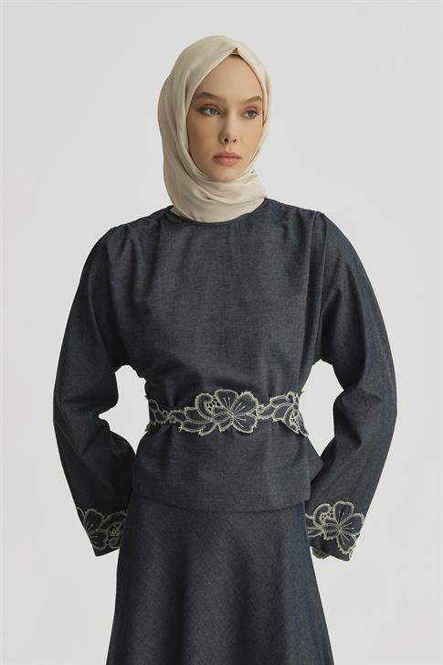 Armine Brode Detaylı Denim Takım 25Y6006 LACİVERT