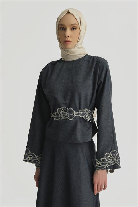 Armine Brode Detaylı Denim Takım 25Y6006 LACİVERT