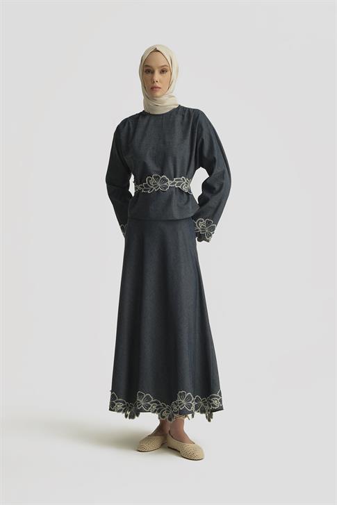 Armine Brode Detaylı Denim Takım 25Y6006 LACİVERT