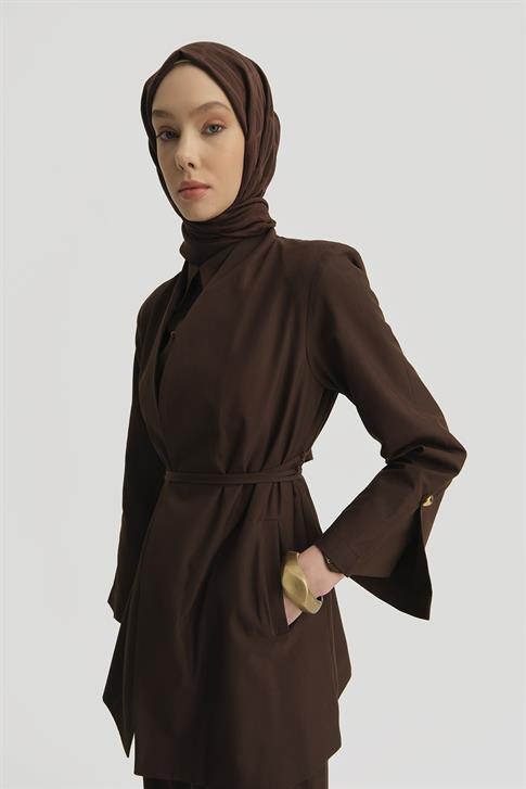 Armine Blazer Ceketli Takım 25K6007 Kahverengi