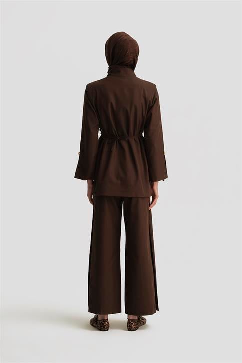 Armine Blazer Ceketli Takım 25K6007 Kahverengi