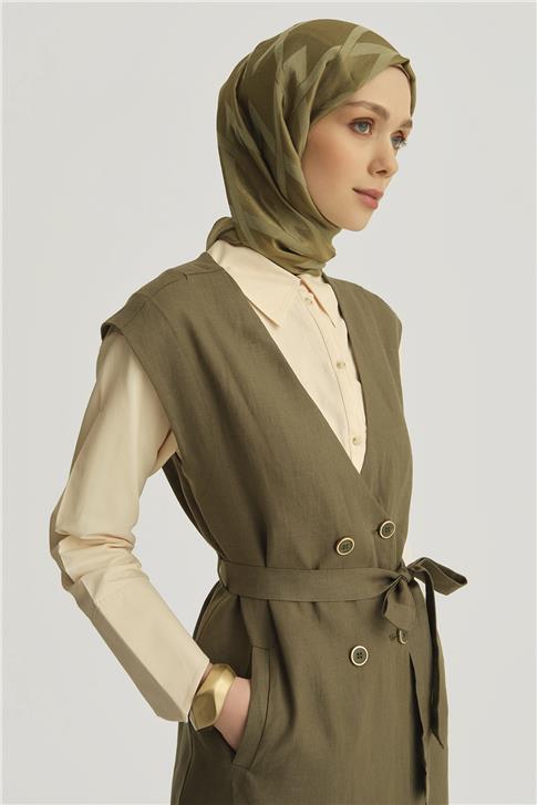 Armine Leopar Biyeli Keten Takım 25Y6018 Haki