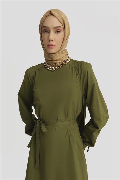 Armine Yanı Yırtmaçlı Pamuk Takım 25Y6020 Yeşil