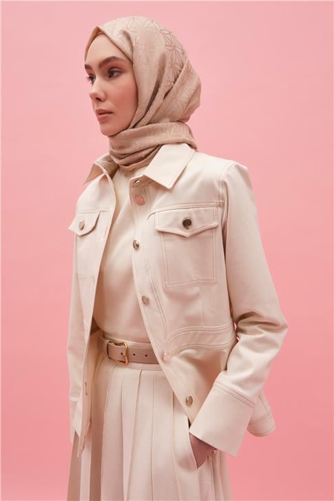 Armine Ham Denim Bluz-Ceket Takım 25Y6021 Naturel 