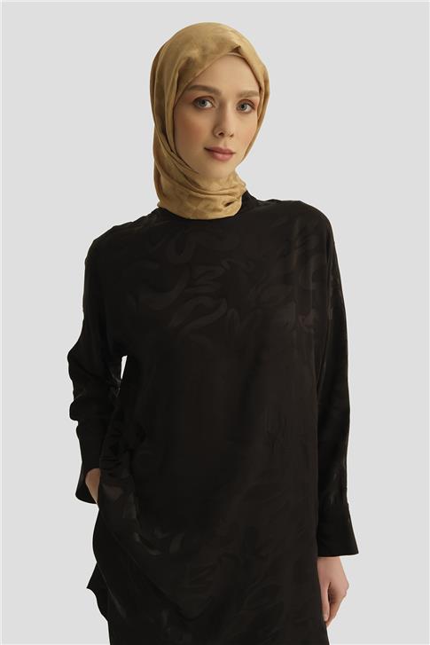 Armine Saten Desenli Takım 25YT627 Siyah