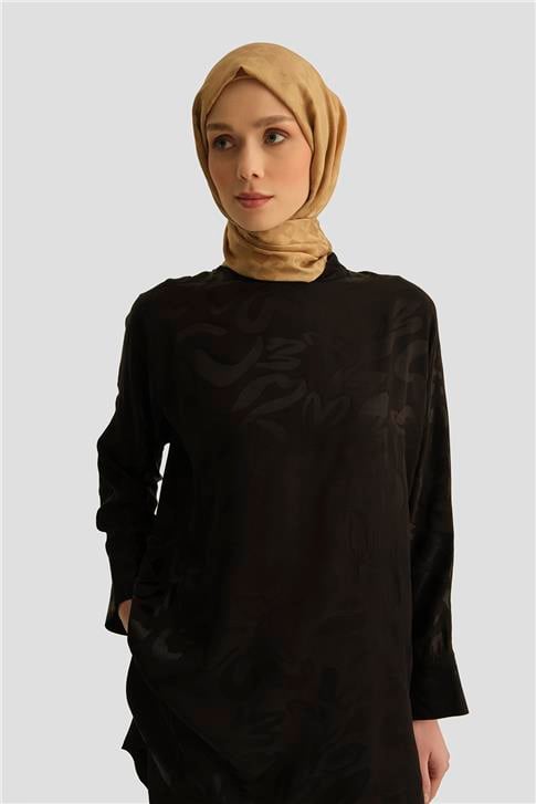 Armine Saten Desenli Takım 25YT627 Siyah