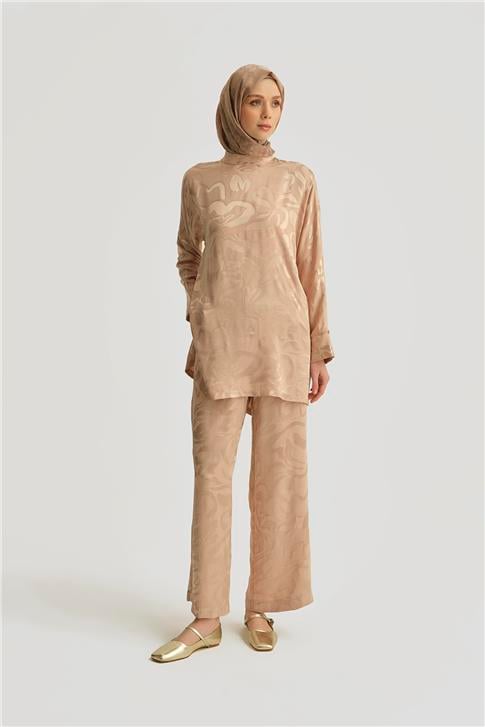 Armine Saten Desenli Takım 25YT627 Vizon