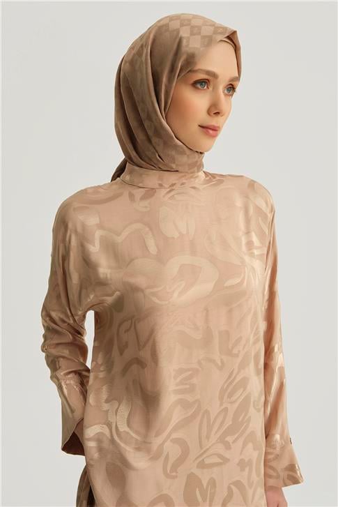 Armine Saten Desenli Takım 25YT627 Vizon