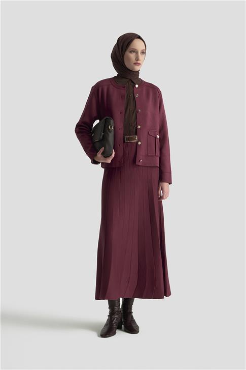 Armine Hırka Etek Triko Takım 25KTD6120 Bordo