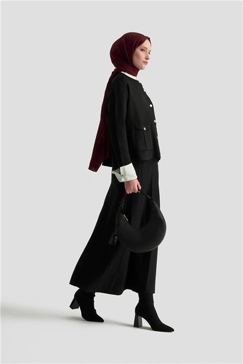 Armine Hırka Etek Triko Takım 25KTD6120 Siyah