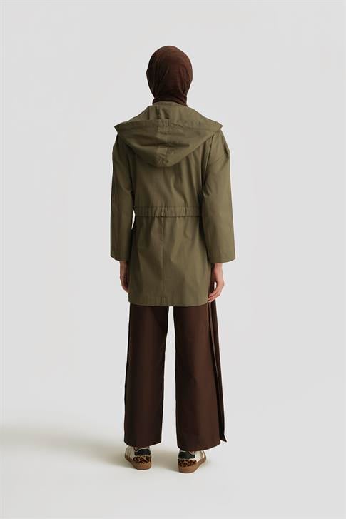 Armine Seyyar Kapüşonlu Pamuk Kap 25Y7802 Haki