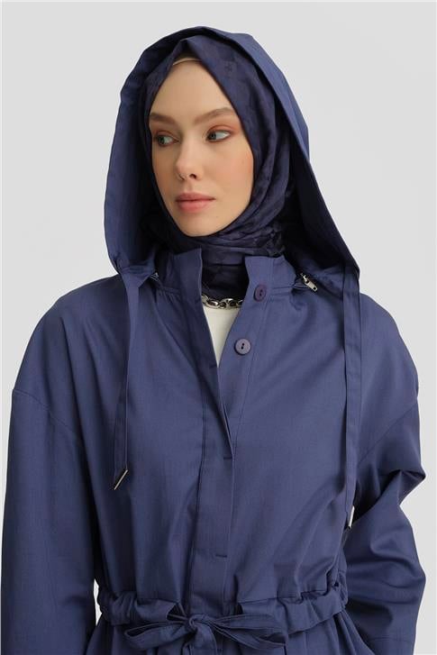 Armine Seyyar Kapüşonlu Pamuk Kap 25Y7802 Puslu Mor