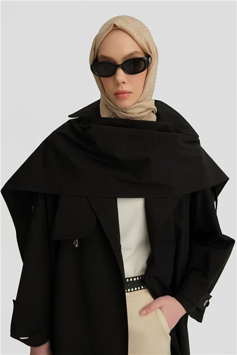 Armine Atkı Detaylı Trençkot 25Y7805 Siyah