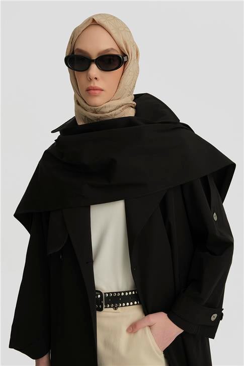 Armine Atkı Detaylı Trençkot 25Y7805 Siyah