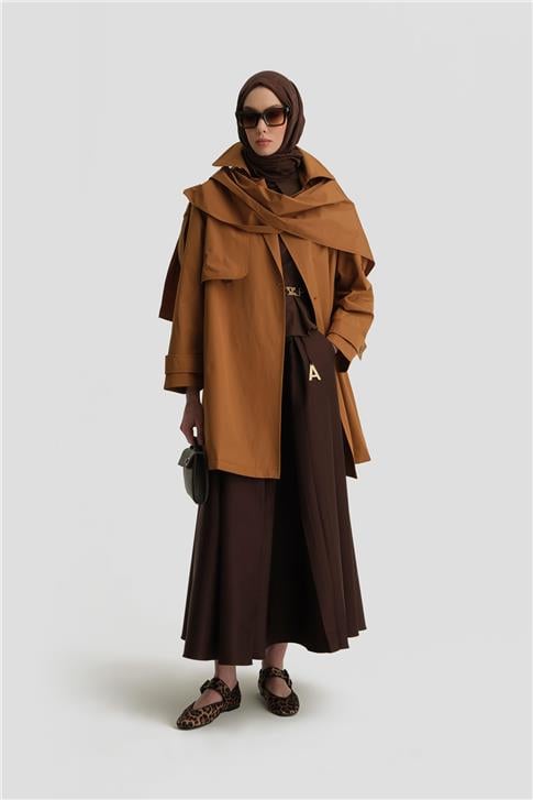 Armine Atkı Detaylı Trençkot 25Y7805 Taba