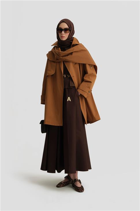 Armine Atkı Detaylı Trençkot 25Y7805 Taba