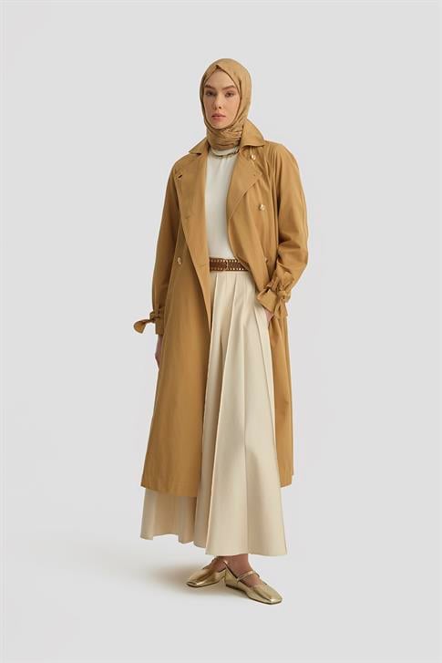Armine Gold Düğmeli Trençkot 25Y7807 Sahra