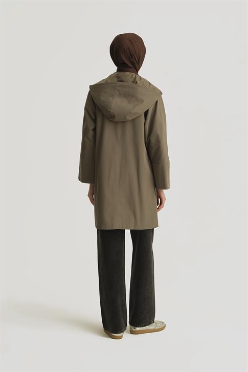 Armine Kapüşonlu Kruvaze Kap 25Y7814 Haki