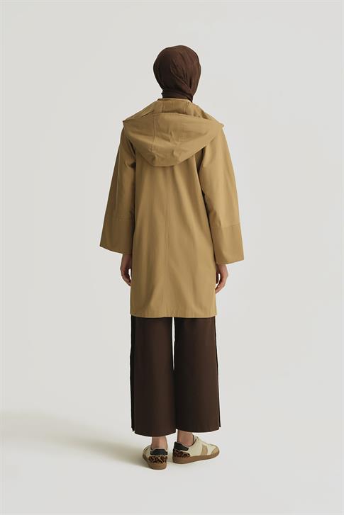 Armine Kapüşonlu Kruvaze Kap 25Y7814 Kum