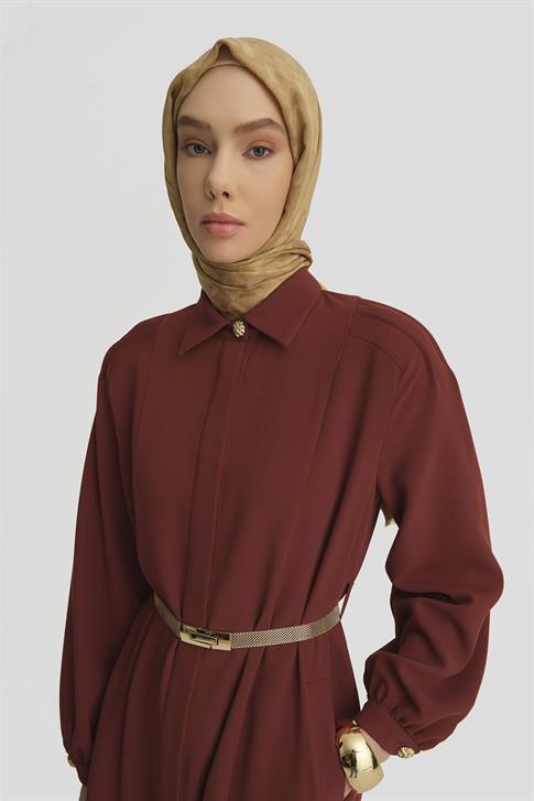 Armine Omzu Nervürlü Pardesü 25Y8208 Koyu Kırmızı