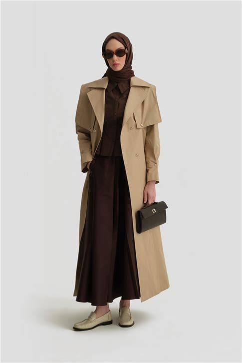 Armine Seyyar Pelerinli Trençkot 25Y8209 Bej