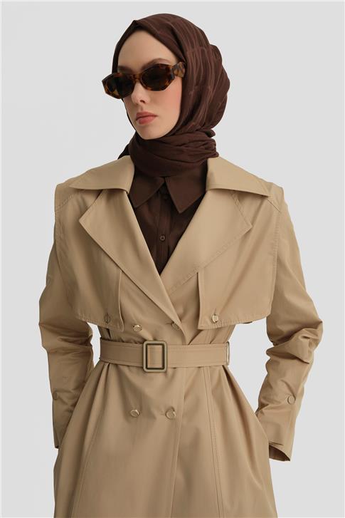 Armine Seyyar Pelerinli Trençkot 25Y8209 Bej