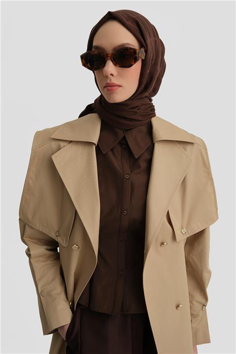 Armine Seyyar Pelerinli Trençkot 25Y8209 Bej