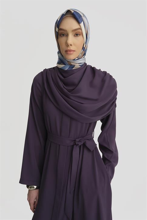 Armine Şal Detaylı Ferace 25Y8304 Puslu Mor