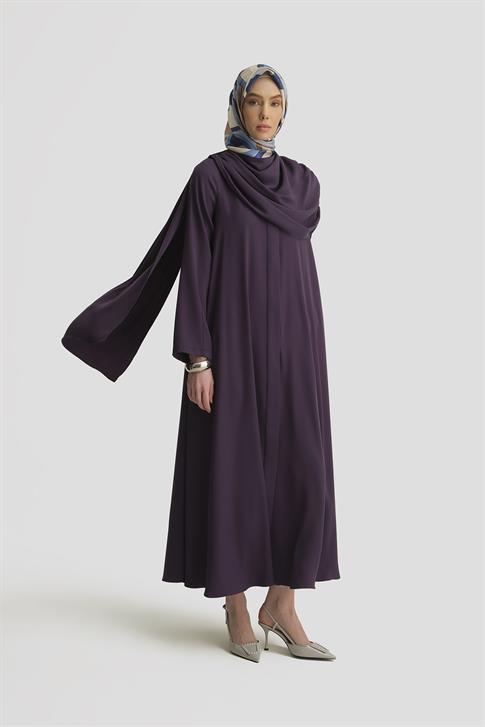 Armine Şal Detaylı Ferace 25Y8304 Puslu Mor