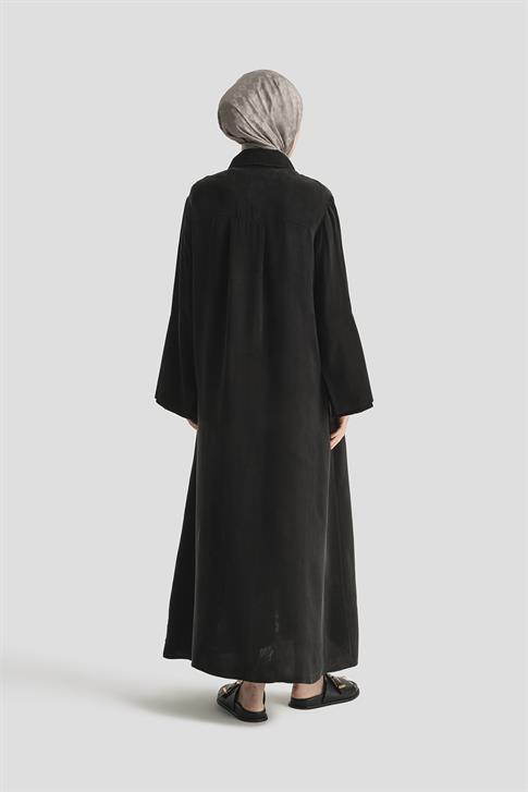 Armine Çift Manşetli Ferace 25Y8306 Siyah