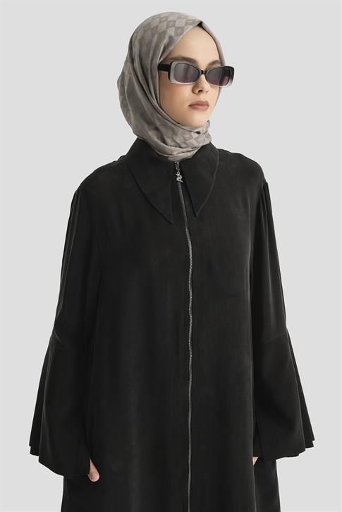 Armine Çift Manşetli Ferace 25Y8306 Siyah